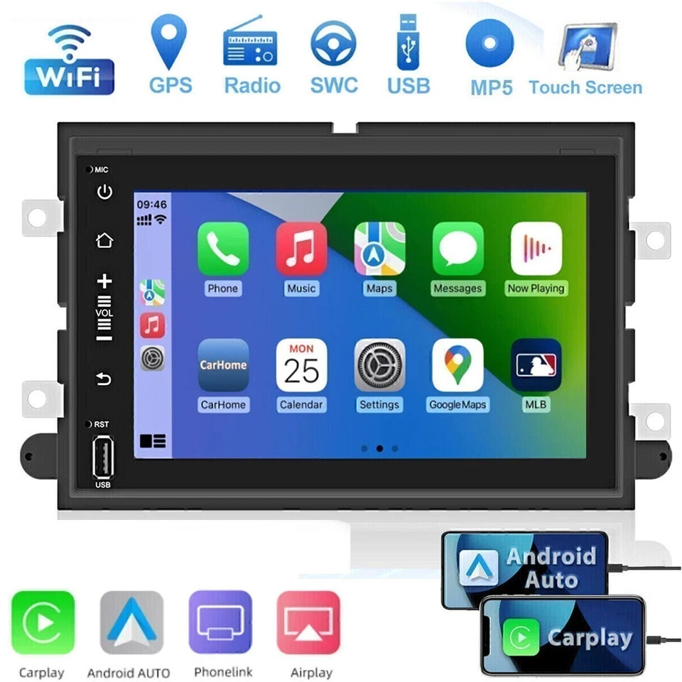 Para Ford Mustang 2005-2014 Apple Carplay Radio Coche Android 12.0 Navegación GPS KY Foto 3 de 4