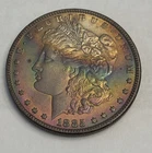 🔥 1885 P Morgan Dollar BU UNC Mint State 90% Silver $1 US Coin Rainbow Toned 🌈