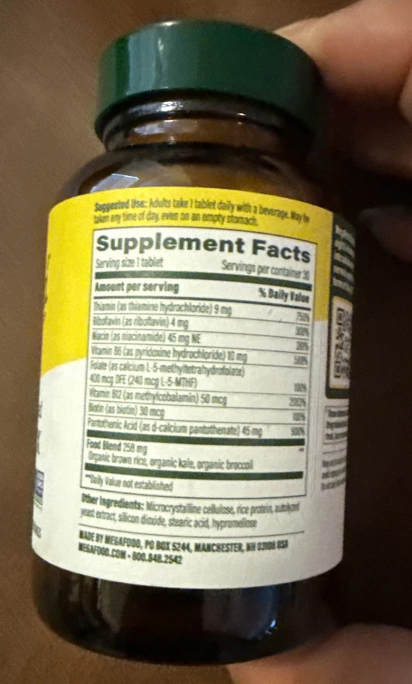 MegaFood Balanced B Complex 30 Comprimidos Sin Lácteos, Sin Gluten, Sin Soja Exp9/27 Foto 2 de 4