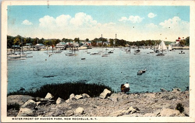 #ad New Rochelle New York Water Front of Hudson Park Postcard $3.95