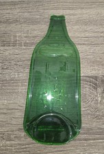 Vintage Green Glass Flat Wine Bottle Spoon Rest/Cheese Tray SEE DESCRIPTION