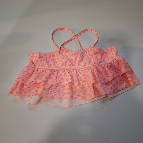 Target Bikini Top Girls 12 Peach Orange Cheetah Print Tiered Swim Top - Picture 2 of 7