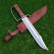 Custom Handmade D-Guard Hunting Bowie Knife, Spring Steel Blade Full Tang.