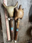 2 Navajo Rawhide Rattles With Beaded Handle 16.5” Buffalo and Turtle — photo 8
