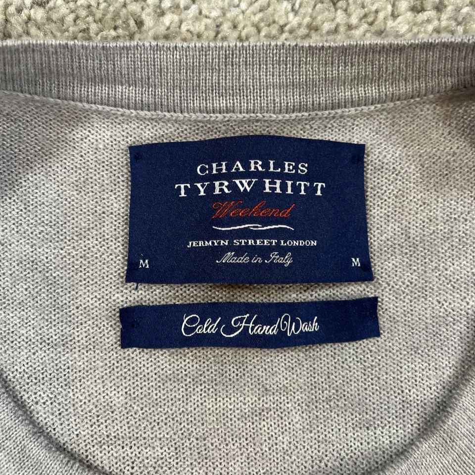Suéter Charles Tyrwhitt Weekend Para Hombre Gris 100% Lana Merino Extra Fina Mediano Foto 2 de 4