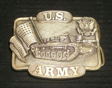1982 Bergamot Brass Works US Army Tank Veteran Belt Buckle Vintage USA Made
