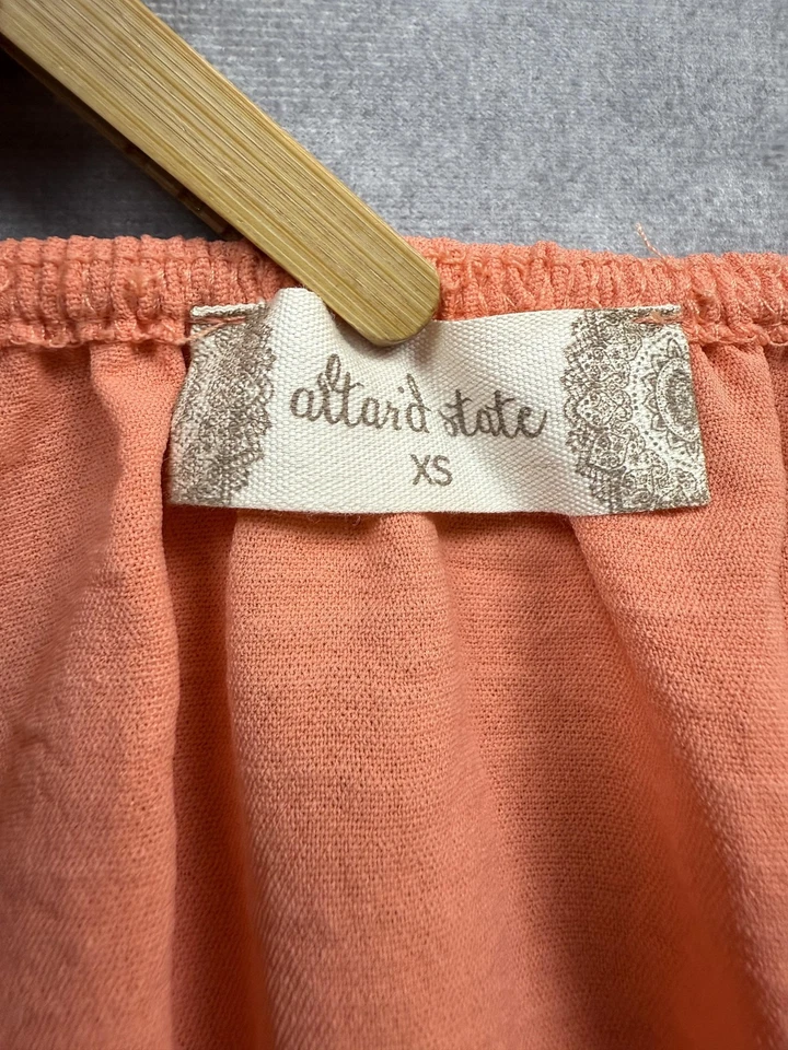 NWT Altar'd State Top Womens XS Coral Puff Sleeve Tie Back Wrap NWT T37000-02A - Image 2 of 4
