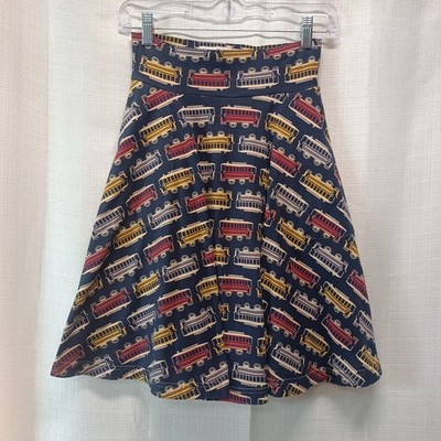 Effie's Heart 7 Year Carnaby Skirt Trolley Car Print Pockets Women's XS