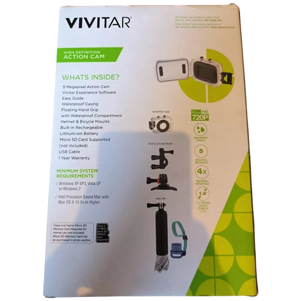 Vivitar High Defination Action Cam Waterproof 5 Megapixel 4X Zoom DVR 782HD - Image 2 of 4