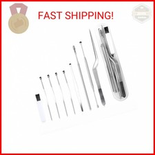 OKOM Ear Wax Removal Kit - 9Pcs Ear Pick Curette Tools with Tweezers, Earwax Sco