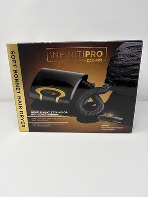 Conair InfinitiPRO Soft Bonnet Dryer Black/Gold 4 Heat/Speed Compact SB1GN New