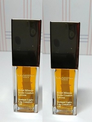 2-PK Clarins Instant Light Lip Comfort Oil, 01 HONEY, 0.1 FL OZ, NEW WITHOUT BOX