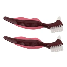  2 Pcs Denture Brush False Teeth Cleaner Compact Dental Appliance Cleaning