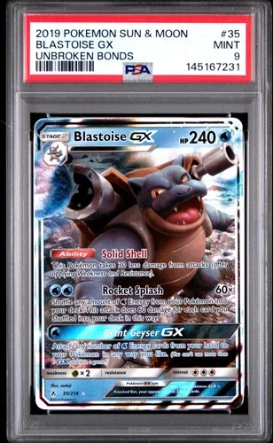 2019 POKEMON SUN & MOON UNBROKEN BONDS #35 BLASTOISE GX PSA 9