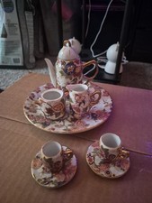 Floral Porcelain Miniature Tea Set 6-Piece with Teapot, Cups, Saucers, Creamer