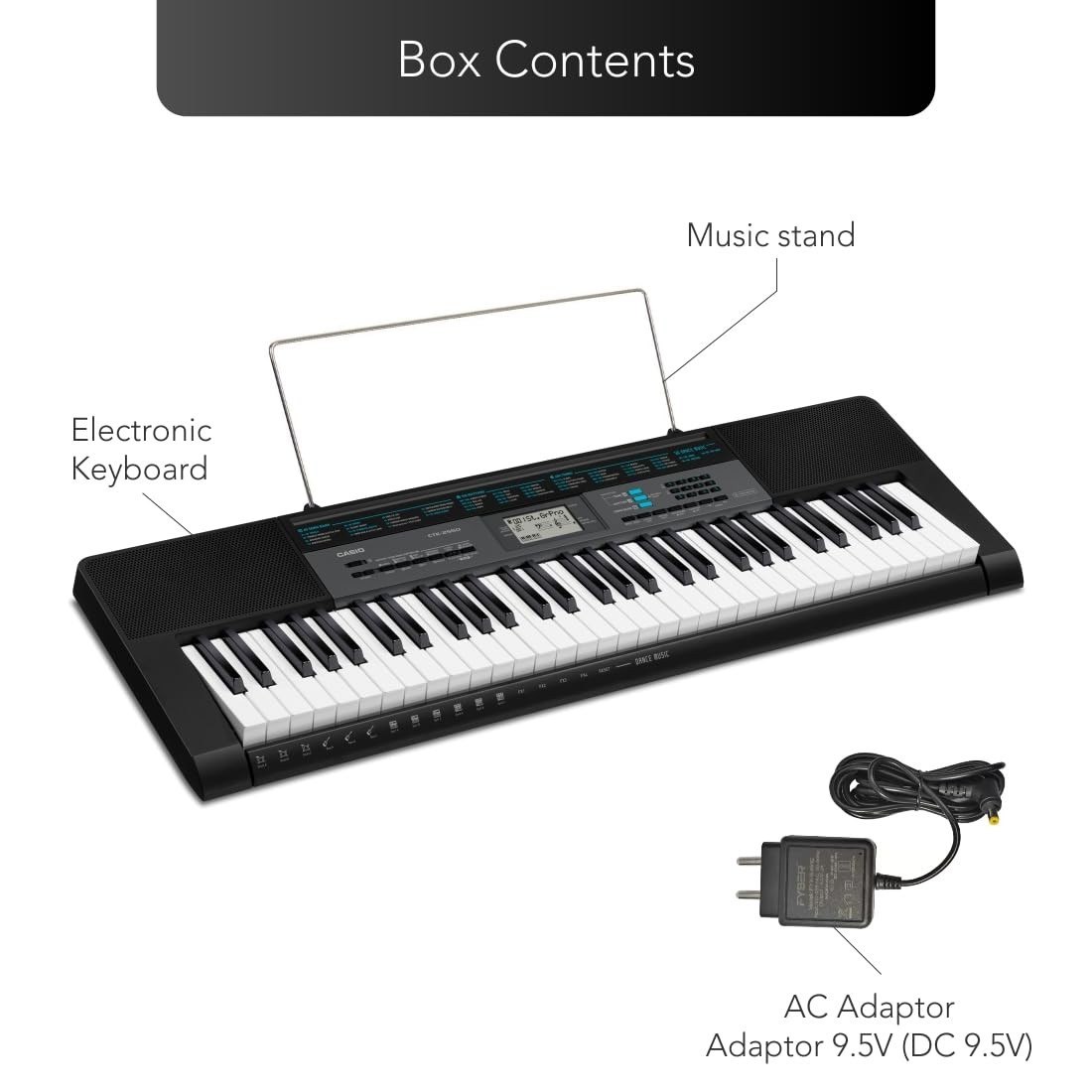 Casio CTK-2550 61-Key Keyboard | Piano Feel | 400 Tones | Chordana