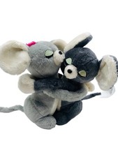 Dakin Hugging Mice Mouse Plush Stuffed Animals Vintage 1976 Gray Hook Loop Arms