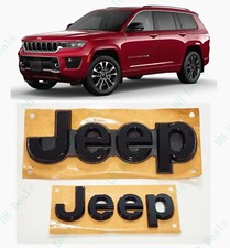 2pc Gloss Black Front Rear Jeep Emblems Badge Fit 2021 Jeep Grand Cherokee L Wl