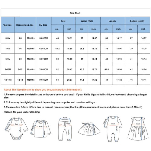 3PCS Newborn Baby Girls Elephant Romper Tops Pants Headband Outfit Set Clothes - Picture 2 of 17