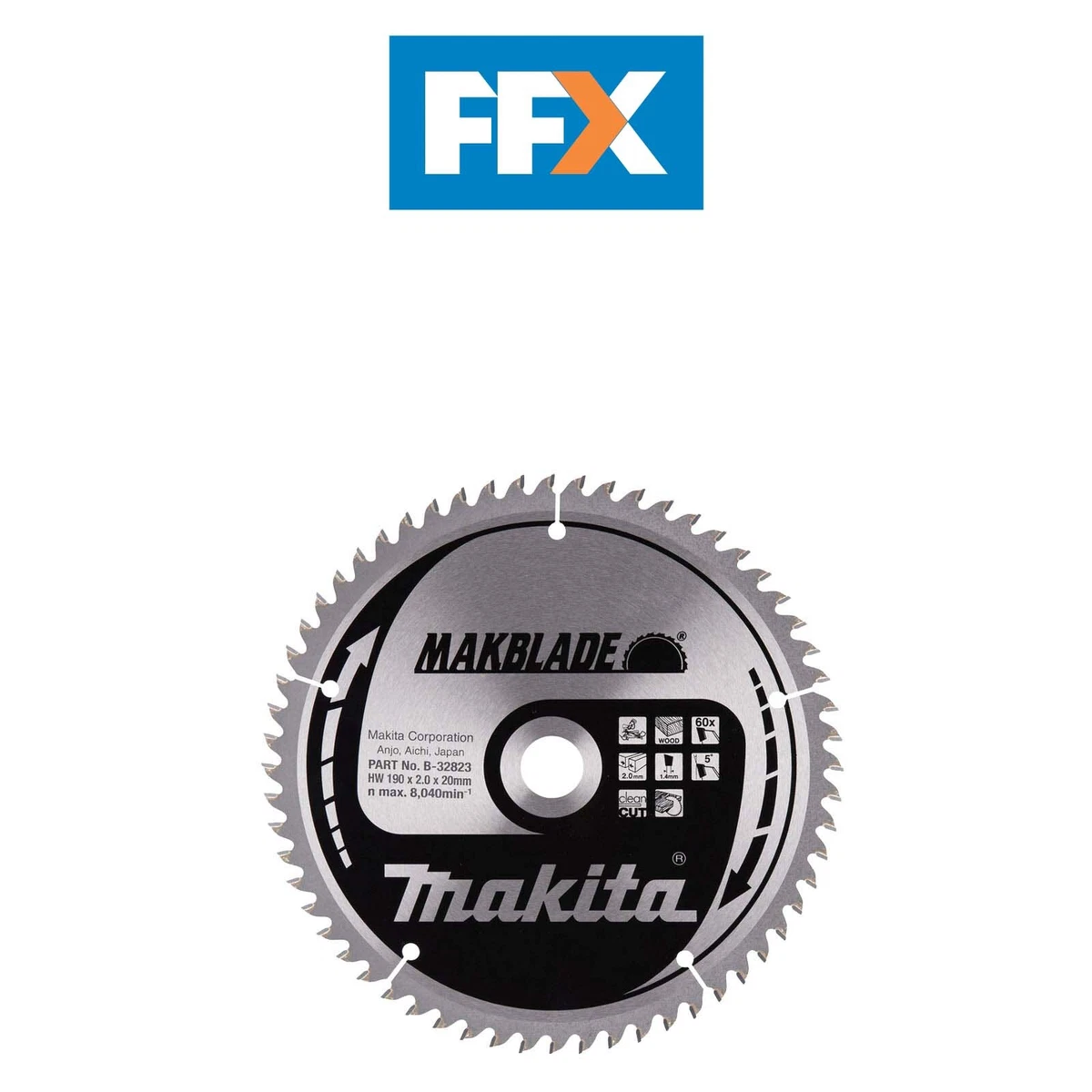 Makita B 32823 190mm Makblade for Stationary Saws 190 x 20 x 60T