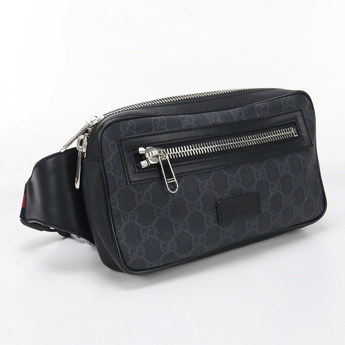 GUCCI 474293 Body Bag GG Supreme Ceinture Sac/Sling Bag GG Supreme Toile Noir Homme