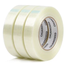 3Pack Mono Filament Strapping Tape 6.2Mil X 1Inch X 60Yds Commodity Grade Heavy