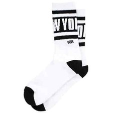 Vans Classic NEW YORK Crew Socks - White / Black - Men's Size: 9.5 - 13 - NEW