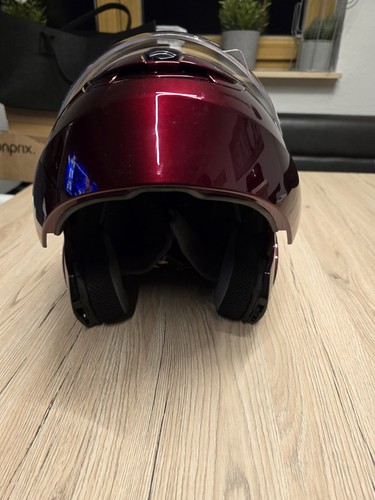 Probiker Klapphelm Synthese M, weinrot , mit Sonnenblende und Sturmhaube schwarz - Bild 10 von 16
