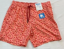 men's Mr. Swim trucks size large peach fruit print elastic waist drawstring mesh