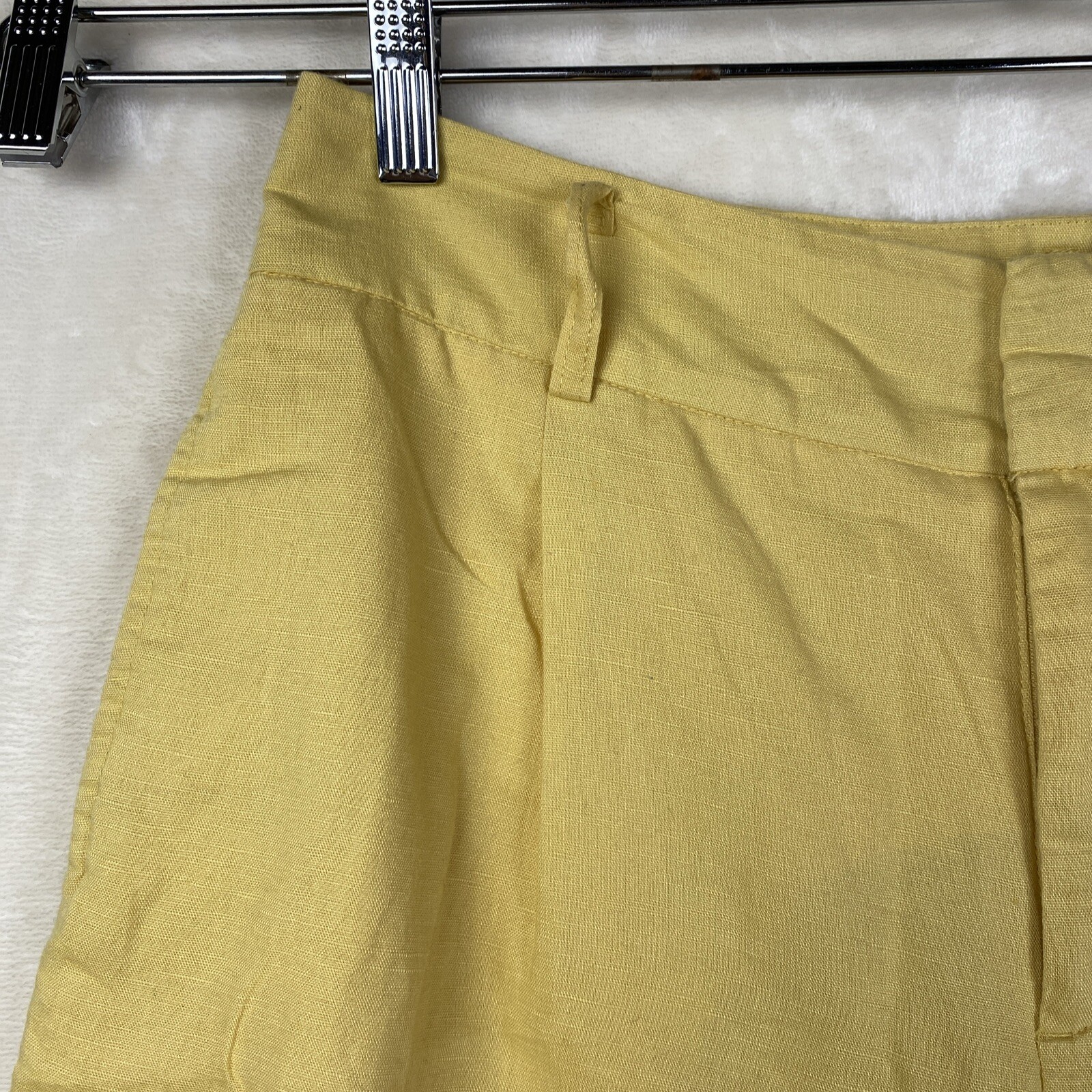 Zara Basic Pants Womens Large Yellow Cropped Line… - image 3