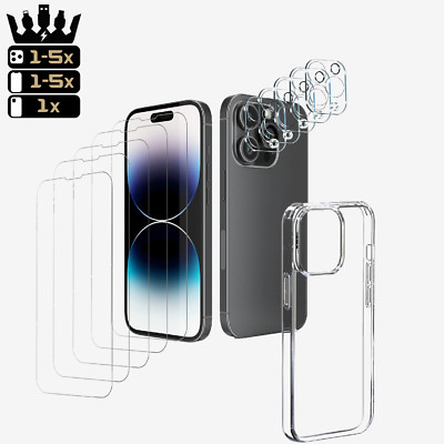 Hülle Displayschutz Kameraschutz für iPhone 15 14 13 12 Pro Max Mini Transparent