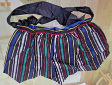 BEAUTIFUL Vintage Black Multi Striped Half Zig Zag Hemmed Apron NWT VGC