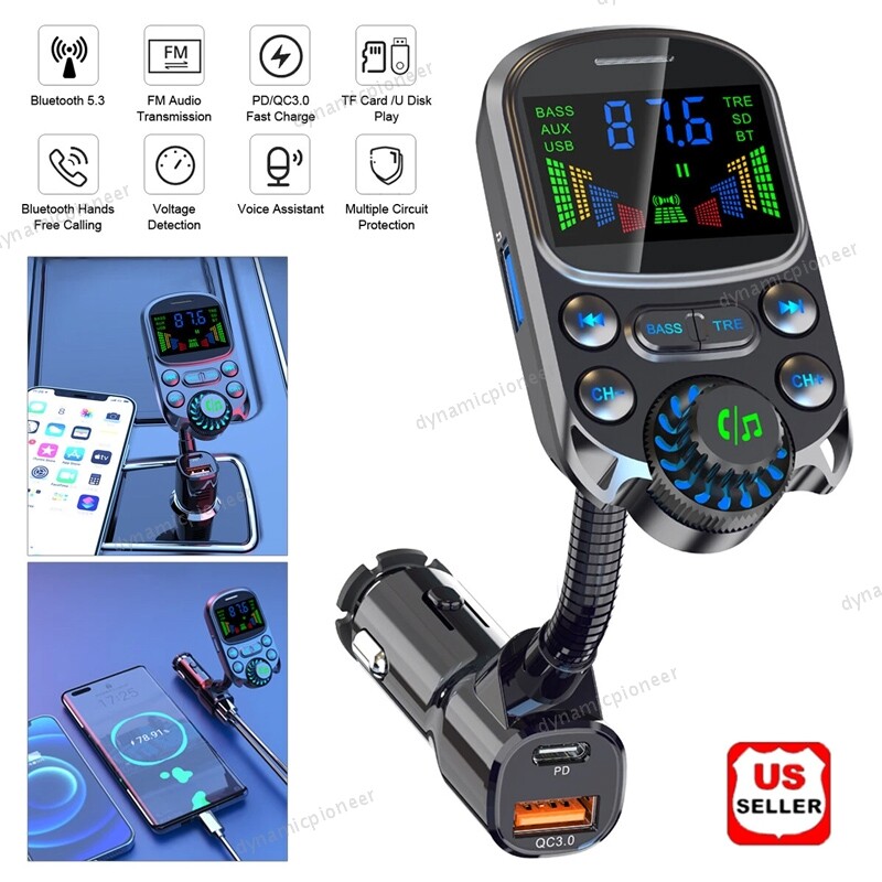 Bluetooth Fm Transmitter Usb Fast Car Charger Adapter Tf