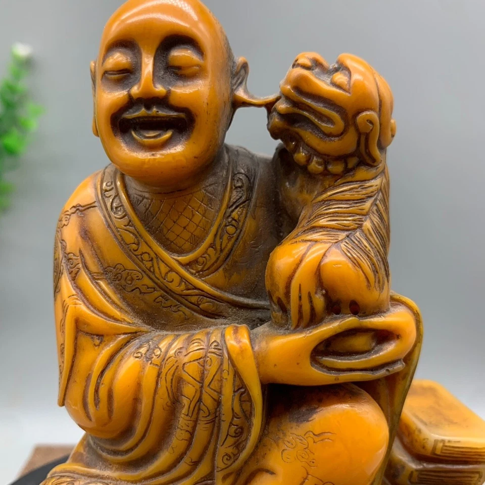 Selo de estátua de Buda esculpida em pedra nobre shoushan 4,1" Arhat kylin deus besta - Imagem 2 de 4