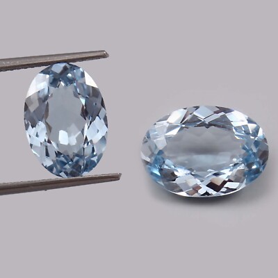 AAA 14x10 MM Natural Flawless Brazilian Aquamarine Loose Oval Gemstone Cut Pair