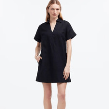 Madewell V Neck Minidress 100% Linen Womens XXS Black