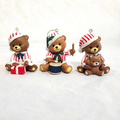 Vintage Candy Cane Teddy Bear Ornaments Drum Gift Toy Christmas Around The World