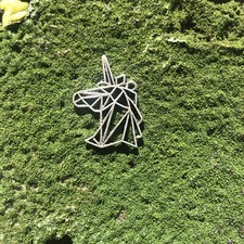 4 Silver Tone Geometric Unicorn Charms Crafting Craft Metal Pendant 1.25" Inch