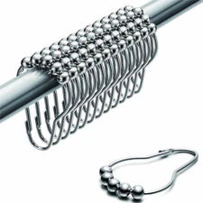 12 Pcs Shower Curtain Hooks for Bathroom, Stainless Steel Hooks -Sliver