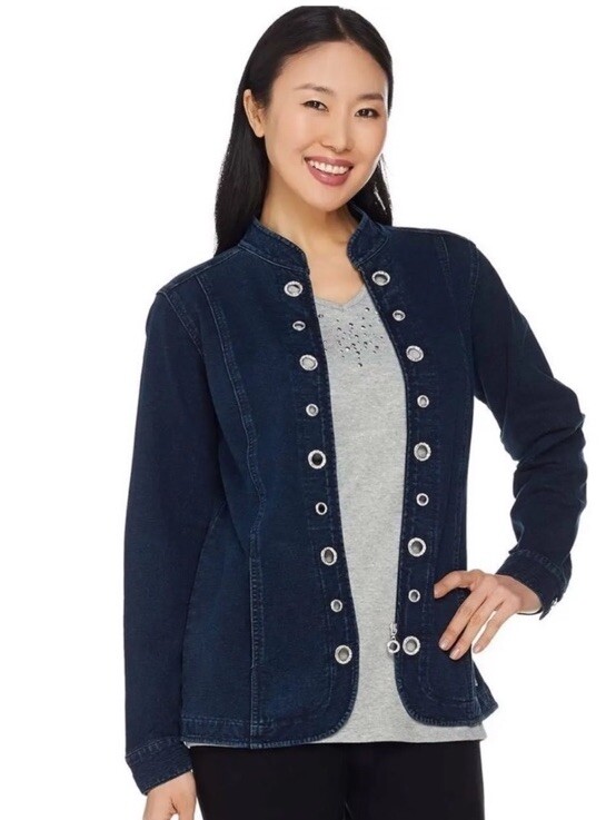 Dream Jeannes by Quaker Factory Denim Jacket with Sequence Medium