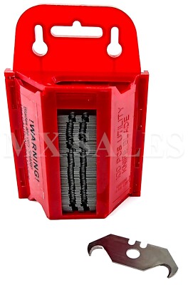 100pc Hook Utility Shingle Razor Blades Flooring Knife w/ Holder