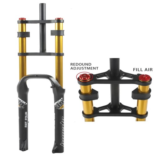 Double Shoulder Fat Fork Rebound Adjustment Bicycle 26*4.0"Air Fork MTB Mountain - Picture 13 of 19