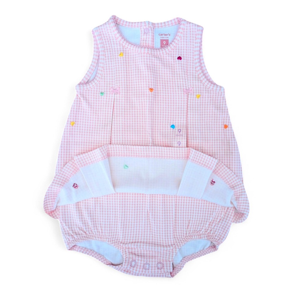 Baby Girl Clothes NEW Vintage Carter's 69 Months Pink Checks Hearts