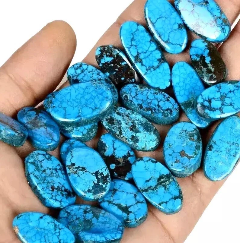 Lote de piedras preciosas de Arizona azul ovalado turquesa telaraña natural 500 quilates sin tratar Foto 3 de 4