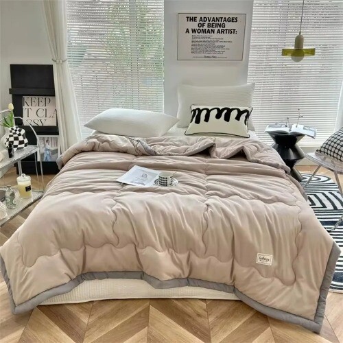 Solid Color Summer Quilt Light Luxury 2025 Japanese Polyester Cotton Quilted - Picture 4 of 24