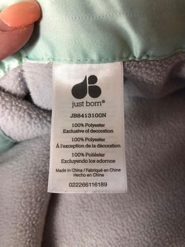 Just Born Baby Blanket Gray Elephant Bird Explore Green Satin Trim Plush Lovey - Picture 4 of 4