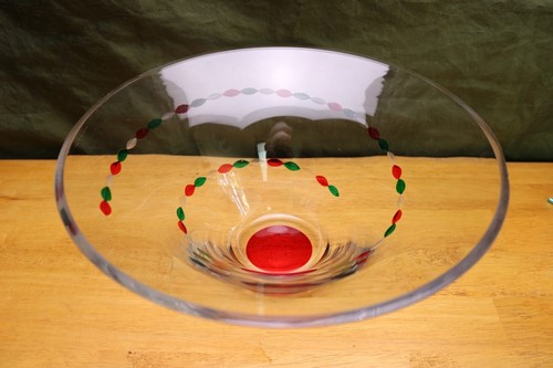 Gorham Christmas Jewels 10 " Serving Center Piece Bowl Red Green Beads Chips - Picture 3 of 9