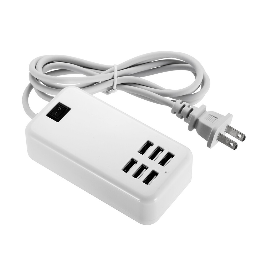 6-Port USB Desktop Charging Hub Fast Wall Adapter for Travel