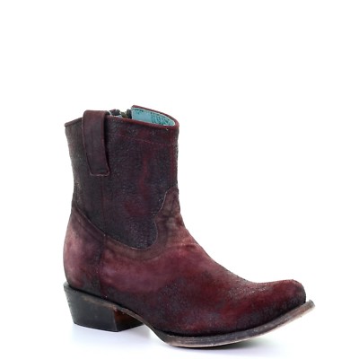 Corral Ladies Wine Red Lamb Round Toe Shortie Ankle Boots