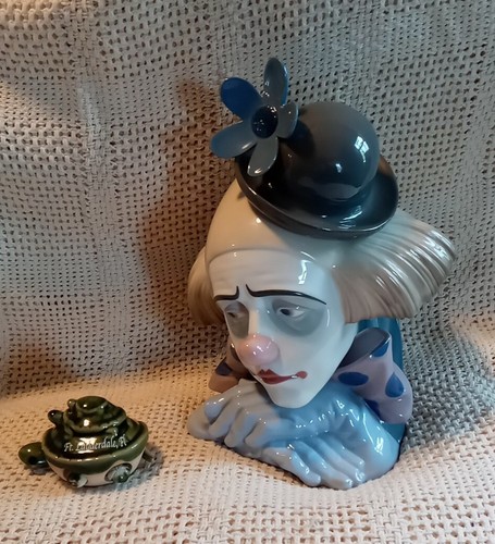 Original LLadró Pensive Clown Head Bowler Hat, 5130 Retired Circus Porcelain Fig - Picture 2 of 24